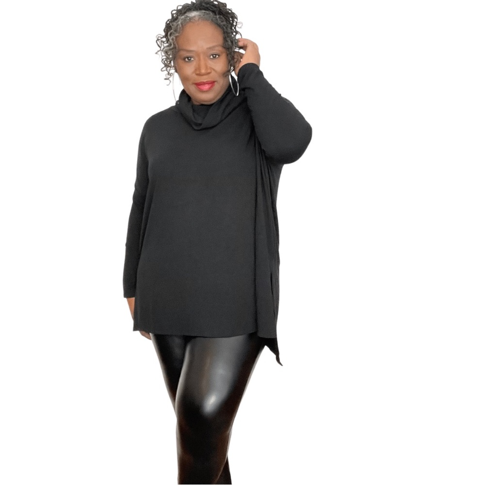 Plus Size Cowl Neck Pullover Knit Top Gray Sizes 1x 2x 3x